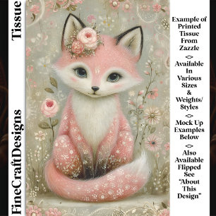 Pink Shabby Chic Fox With Flowers DL2L Decoupage Tissue Paper