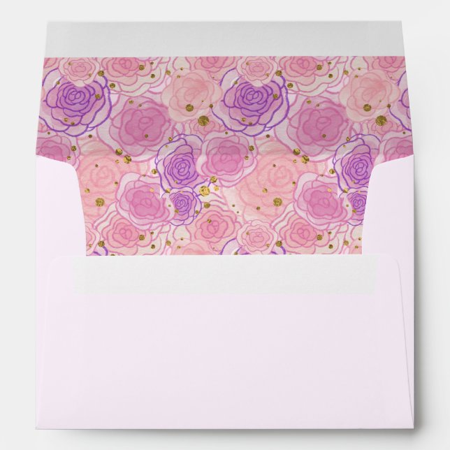 Pink Shabby Chic Glitter Roses Envelope (Back (Bottom))