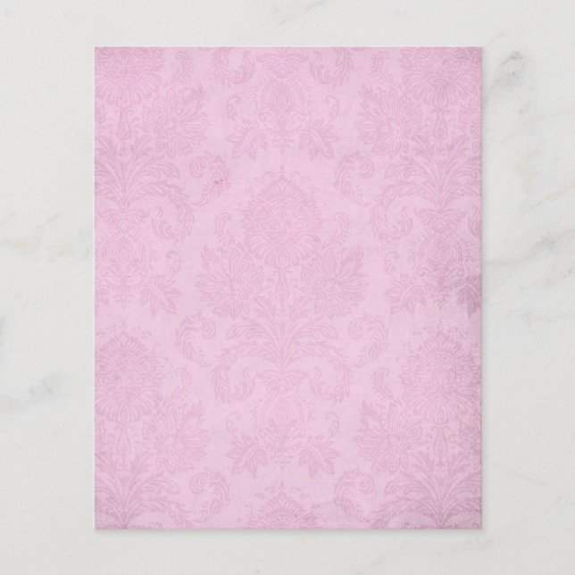 Pink Shabby Damask Scrapbook Paper (Front)