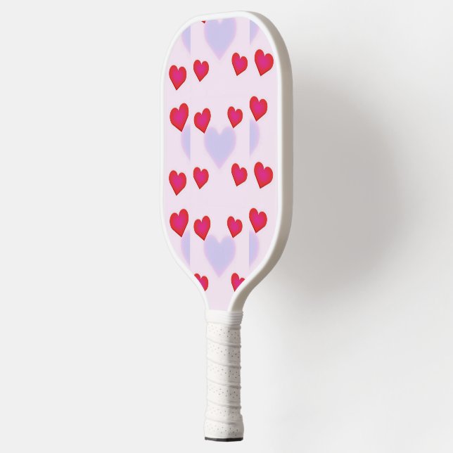 Pink shaded hearts pattern pickleball paddle (Left)