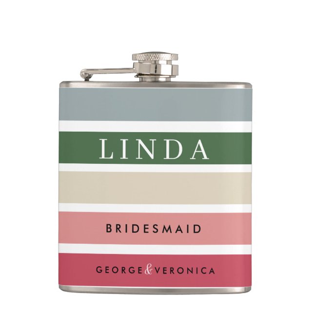 Pink Shades Bridesmaid Hip Flask | Custom Wedding  (Front)