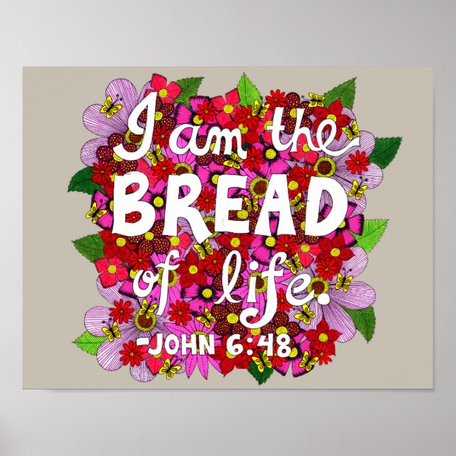 Pink Shades Flower Doodle Typography Bible Verse Poster (Front)