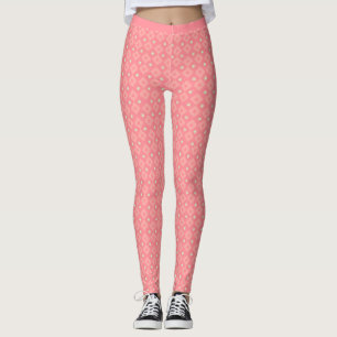 Pink Shades Yellow Stars Square Pattern Fitness Leggings