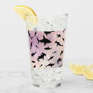 Pink shadow fish shark on gradient galaxy Space Glass