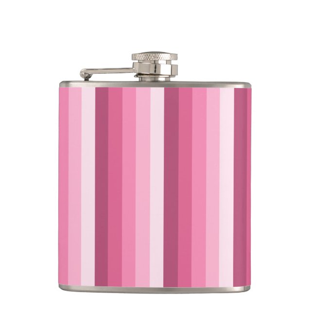 Pink shadow stripes hip flask (Front)