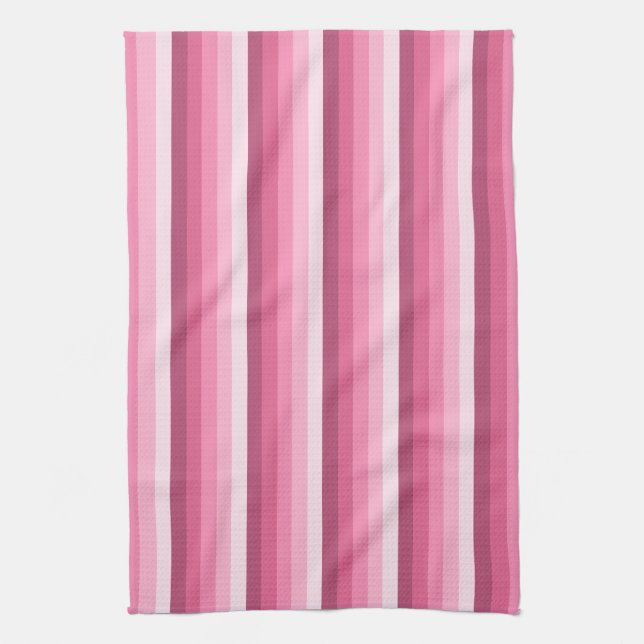 Pink shadow stripes tea towel (Vertical)
