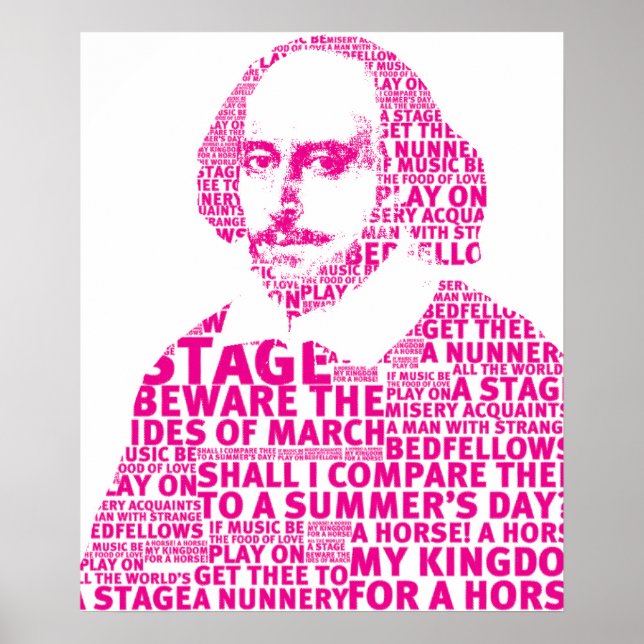 Pink Shakespeare text design Poster (Front)