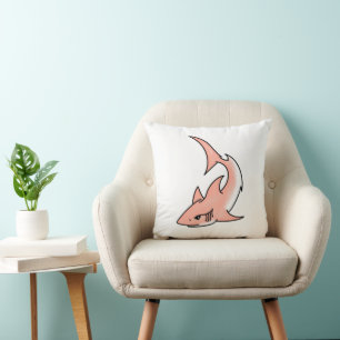 pink shark week cartoon tattoo art ocean animal  cushion