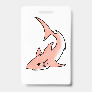 pink shark week cartoon tattoo art ocean animal ID badge