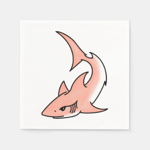 pink shark week cartoon tattoo art ocean animal napkin