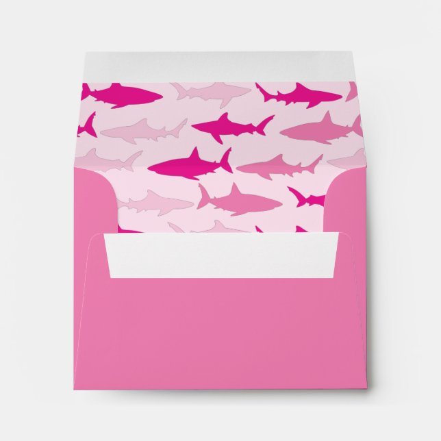 Pink Sharks Cute Kid's Envelope (Back (Bottom))