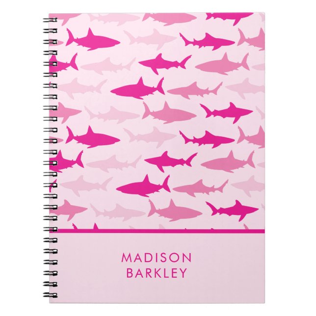 Pink Sharks Cute Kid's Notebook (Front)