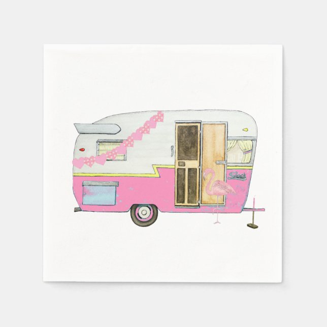 Pink She Shed Camper Trailer Napkin (Front)