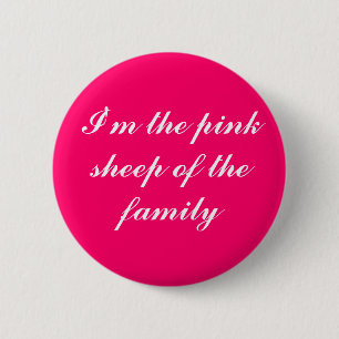 pink sheep 6 cm round badge