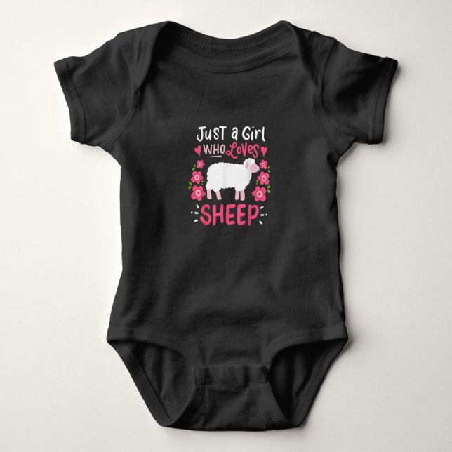 Pink Sheep | Just A Girl Who Loves Sheep Gift Baby Bodysuit (Front)