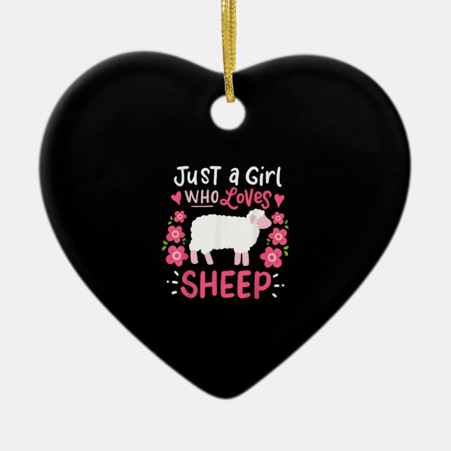 Pink Sheep | Just A Girl Who Loves Sheep Gift Ceramic Ornament (Front)