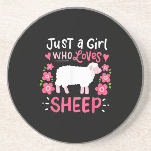Pink Sheep Just A Girl Who Loves Sheep Gift Coaster
