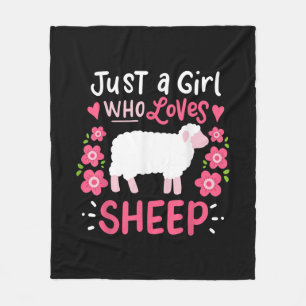 Pink Sheep Just A Girl Who Loves Sheep Gift Fleece Blanket