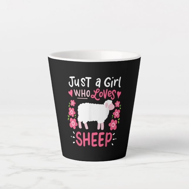Pink Sheep | Just A Girl Who Loves Sheep Gift Latte Mug (Front)