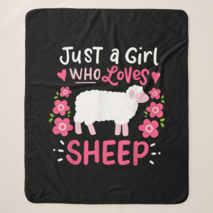 Pink Sheep Just A Girl Who Loves Sheep Gift Sherpa Blanket