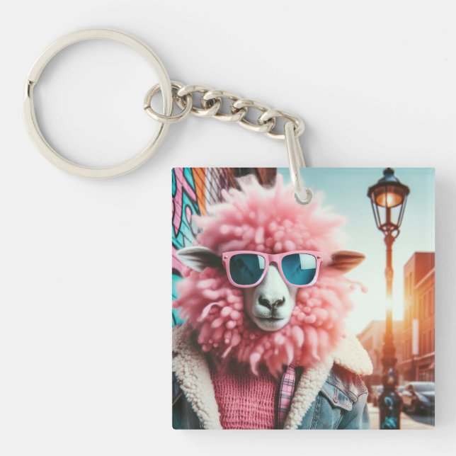 Pink sheep key ring (Front)