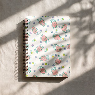 Pink Sheep with Flowers & Berries - Cute Pattern Notebook