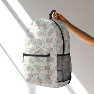 Pink Sheep with Flowers & Berries - Cute Pattern Printed Backpack