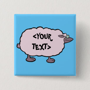 Pink Sheep, <YOUR TEXT> 15 Cm Square Badge