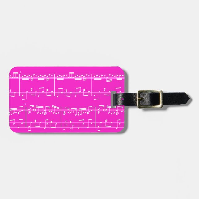 Pink Sheet Music Luggage Tag (Front Horizontal)