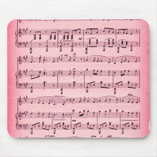 Pink  Sheet Music Mouse Pad (Front)