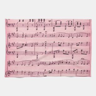 Pink Sheet Music Tea Towel