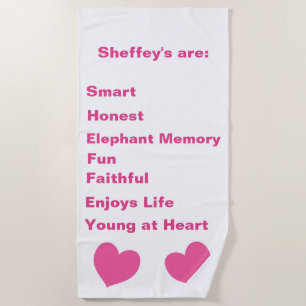 Pink Sheffey Acronym Beach Towel
