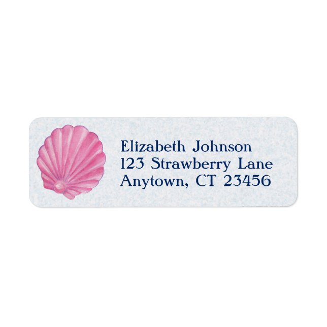 Pink Shell Beach Return Address Label (Front)