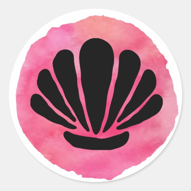 Pink Shell Design Classic Round Sticker (Front)