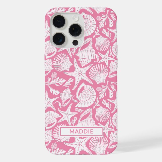 Pink Shells Personalised iPhone Case (Back)