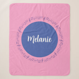 Pink Sherpa Blanket Musical Custom Name