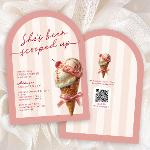 Pink She's Been Scooped Up Bridal Shower Invitation