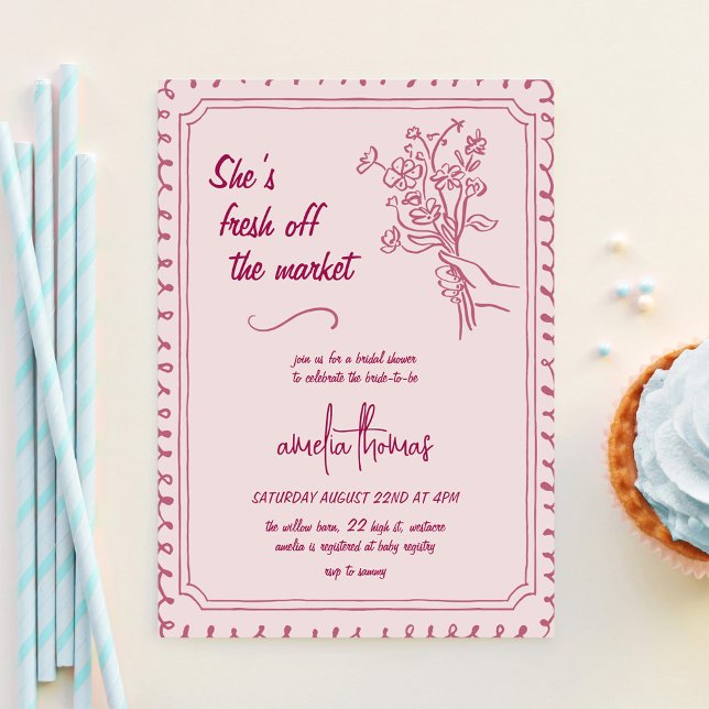 Pink She's Off the Market Bridal Shower Invitation (Creator Uploaded)