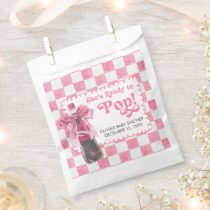 Pink She's Ready to Pop Baby Shower Favour Bag
