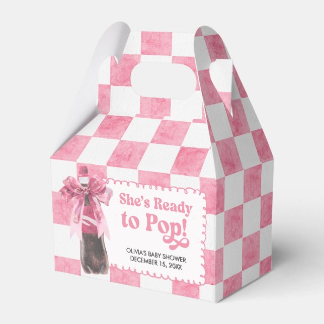 Pink She's Ready to Pop Baby Shower Favour Box (Front Side)