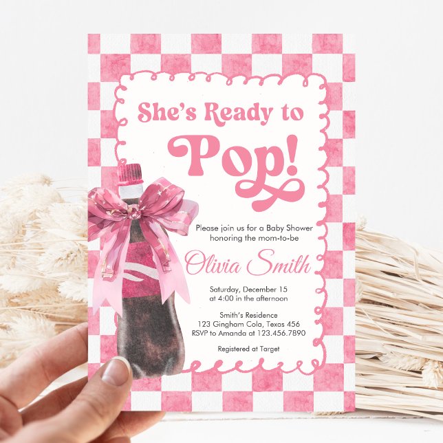 Pink She's Ready to Pop Baby Shower Invitation (She's Ready To Pop Baby Shower invitation)