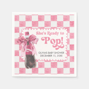 Pink She's Ready to Pop Baby Shower Napkin