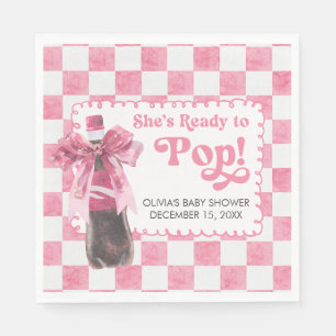 Pink She's Ready to Pop Baby Shower Napkin