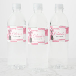 Pink She's Ready to Pop Baby Shower Water Bottle Label