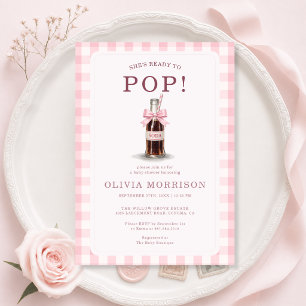 Pink She's Ready to Pop Girl Baby Shower Invitation