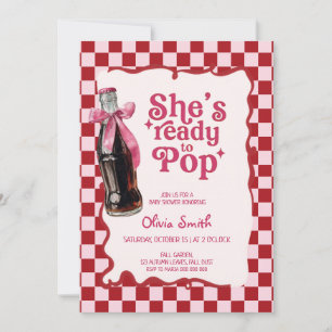 Pink She's Ready to Pop Soda Baby Shower  Invitation