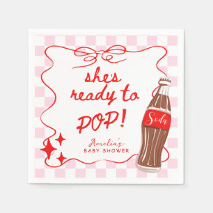 Pink She's Ready to Pop Soda Baby Shower Napkin