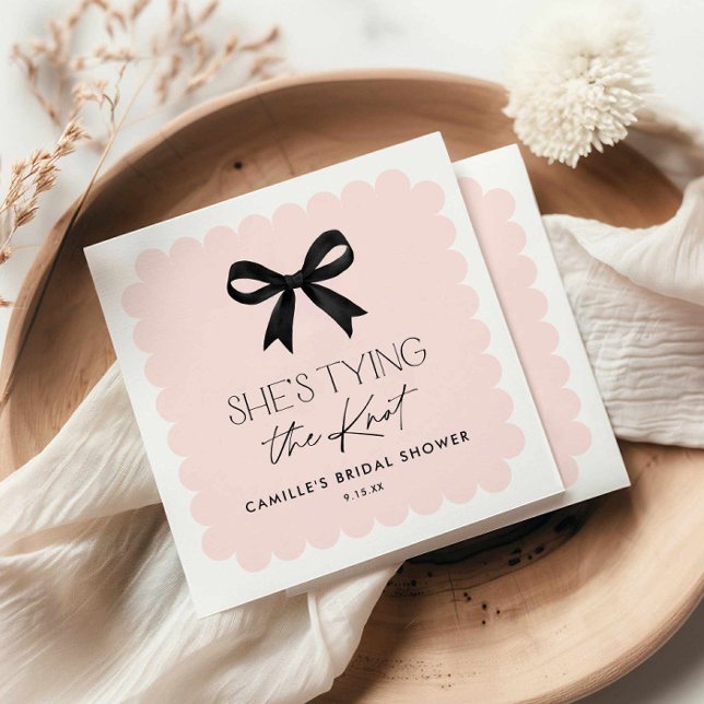 Pink She's Tying The Know Bridal Shower Napkin (Pink She's Tying the Knot Bridal Shower Napkins)