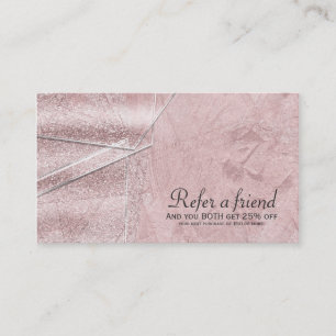 Pink Shimmer Crystal Glam Salon Refer a friend Referral Card