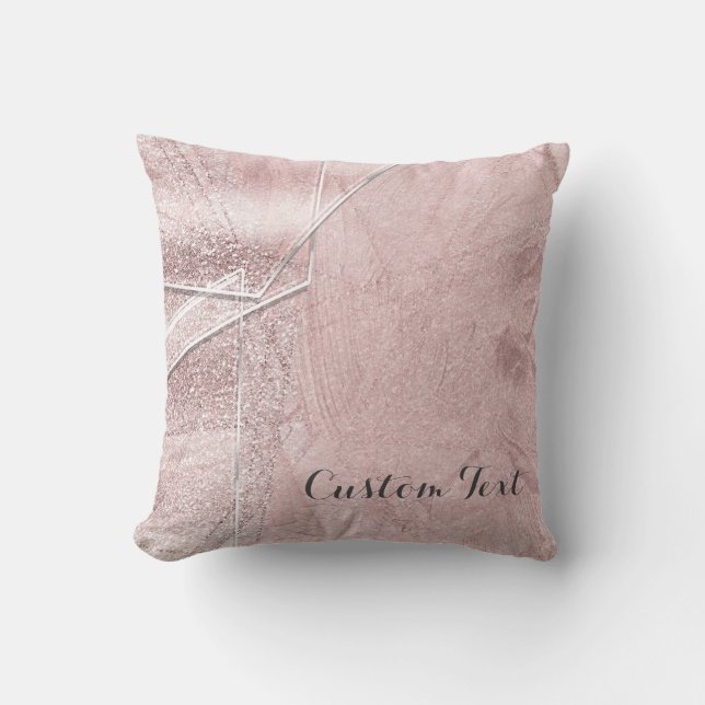 Pink Shimmer Crystal Glass Glam Designer Style Cushion (Front)